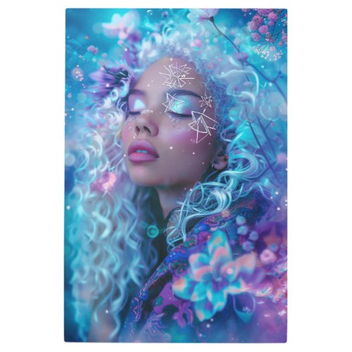  Magical Curly White  Hair Woman Spiritual SC4 Metal Print