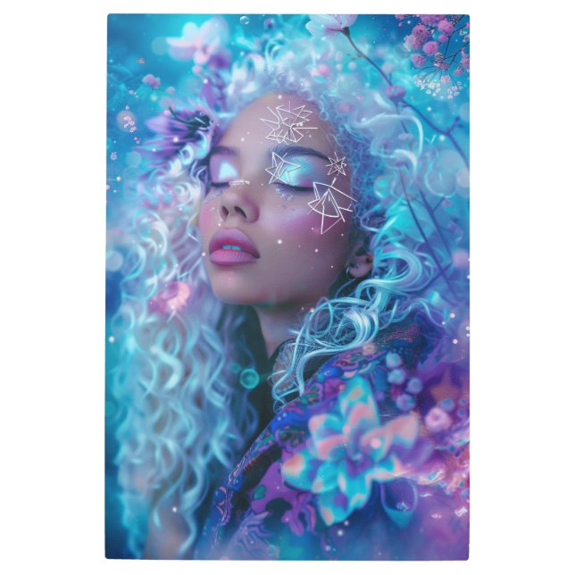 *~* Magical Curly White  Hair Woman Spiritual SC4 Metal Print (Front)