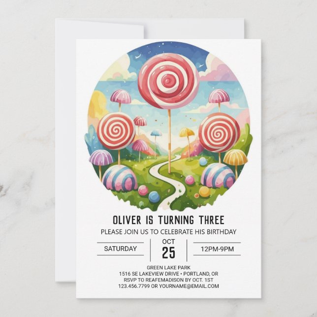 Magical Custom Lollipop Birthday Invitation (Front)