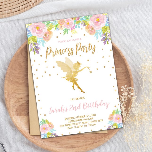 Magical Custom Party Card for Girls (Fairy Glitter Princess Birthday Invitations)