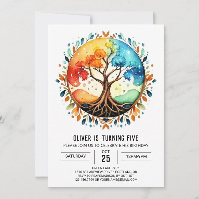 Magical Custom Tree of Life Birthday Invitation (Front)