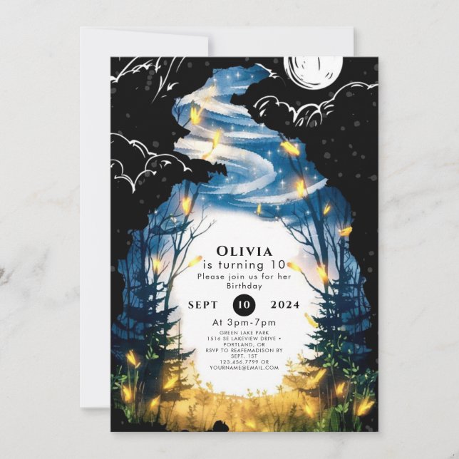 Magical Custom Woodland Birthday Invitation (Front)