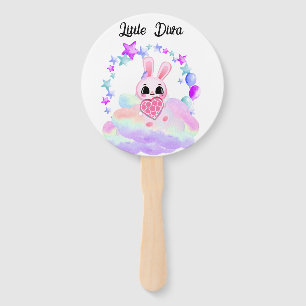 Magical Cute Bunny with Pink Heart Hand Fan