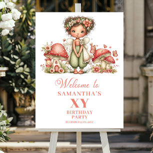 Magical Cute Fairy 2nd Birthday Floral Welcome Sig Poster