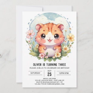 Magical Cute Hamster Birthday Invitation
