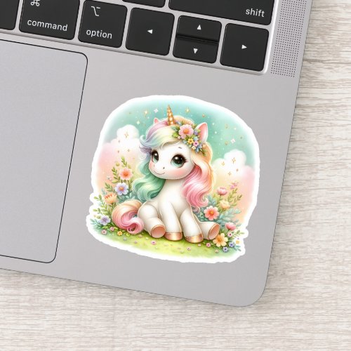 Magical Cute Kawaii Unicorn Floral Sticker