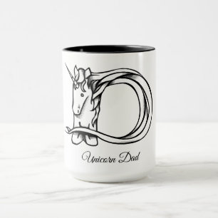 Magical Cute Monogram D Unicorn Dad or Your Text Mug