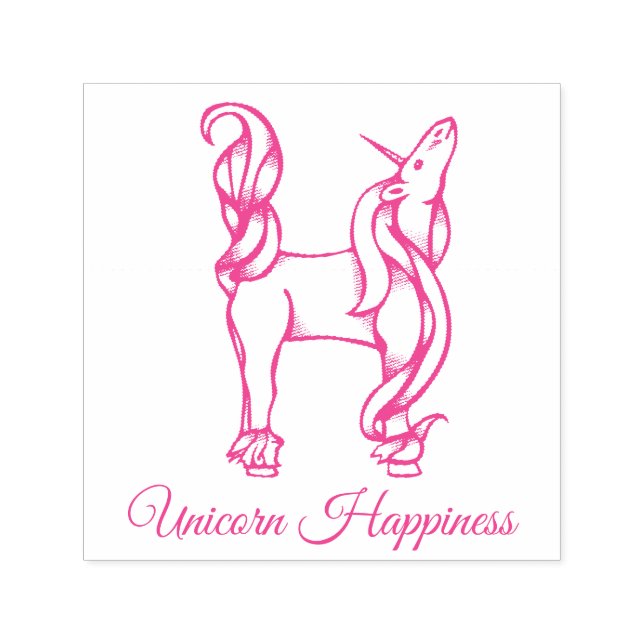 Magical Cute Monogram H Custom Unicorn Happiness Self-inking Stamp (Design)