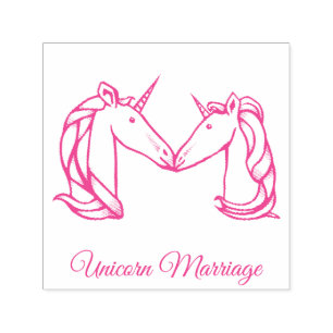 Magical Cute Monogram M Custom Unicorn Marriage Self-inking Stamp