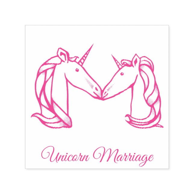 Magical Cute Monogram M Custom Unicorn Marriage Self-inking Stamp (Design)