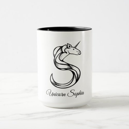 Magical Cute Monogram S Custom Unicorn Sophia Mug