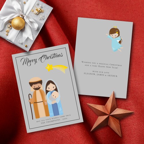 Magical Cute Nativity Star Christmas Holiday Card