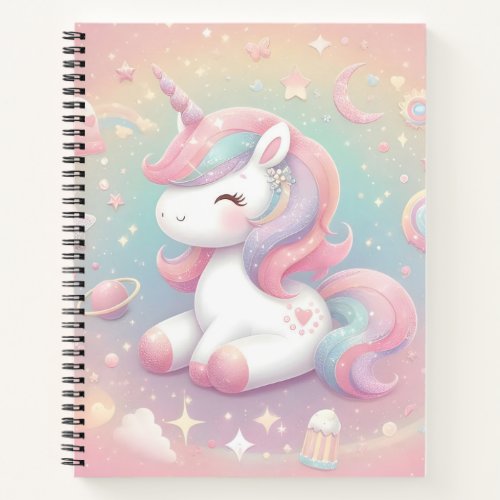 Magical Cute Sparkly Pastel Unicorn Notebook
