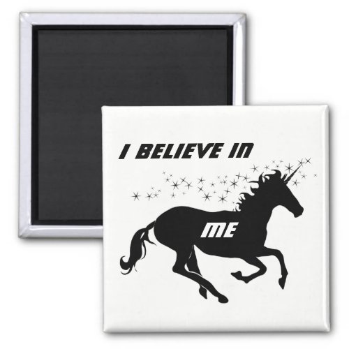 Magical Cute Unicorn Black and White Believe Magnet