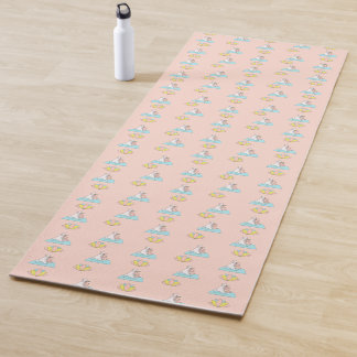 Magical Cute Unicorn Doing Yoga Pattern Pink Yoga Mat