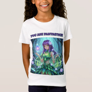 Magical Cyber Forest Fairy Girl T-Shirt for Kids