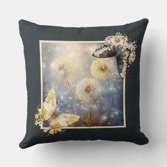 Magical Dandelions with Black and Gold Butterflies