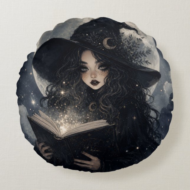 magical dark academia witchy design ||  round pillow (Front)