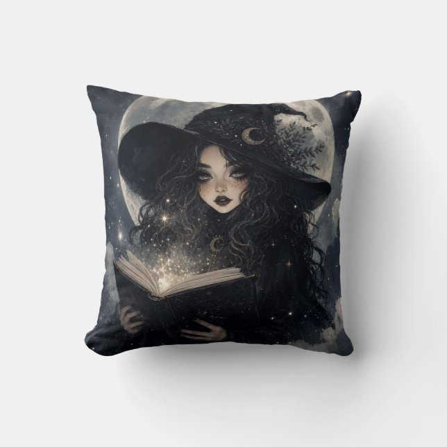 magical dark academia witchy design ||  throw pillow (Front)