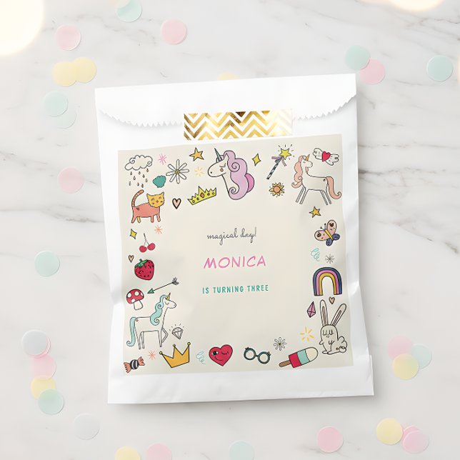 Magical day cats rabbits unicorns kids birthday favor bag (Creator Uploaded)