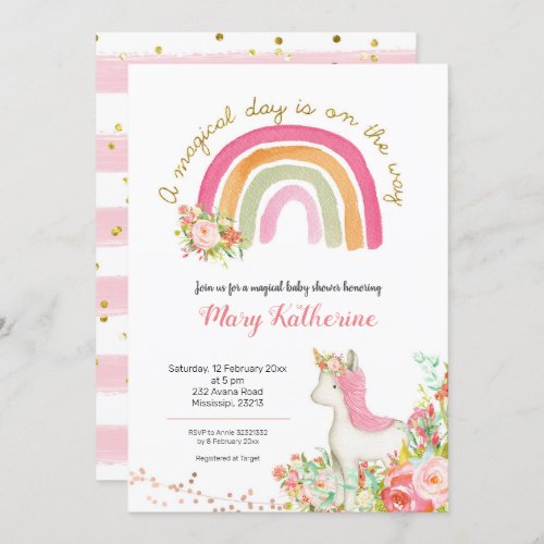 Magical Day is on The Way Baby Shower invitation
