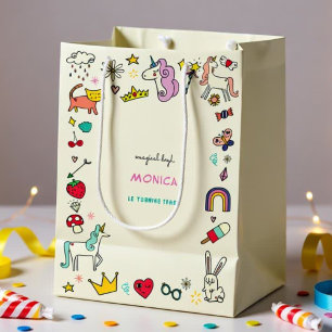 Magical day magic unicorns kids birthday medium gift bag