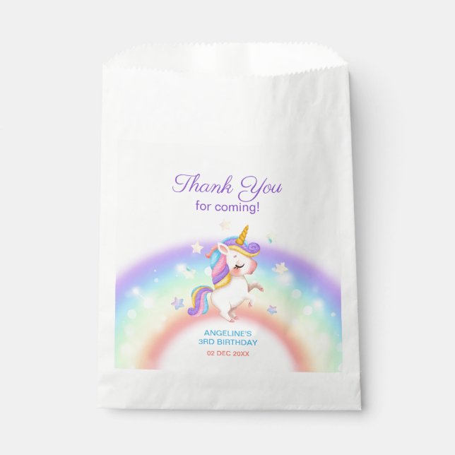 Magical Day Rainbow Stars Unicorn Birthday  Favor Bag (Front)
