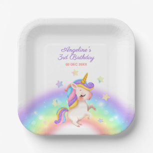 Magical Day Rainbow Stars Unicorn Birthday Paper Plates