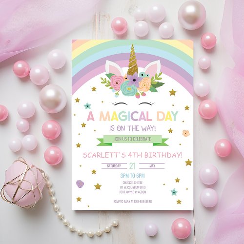 Magical Day Unicorn and Rainbows Birthday