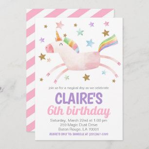 Magical Day Unicorn Birthday Invite