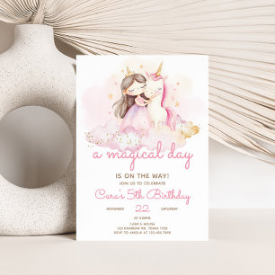 Magical Day Unicorn Birthday Party  Invitation