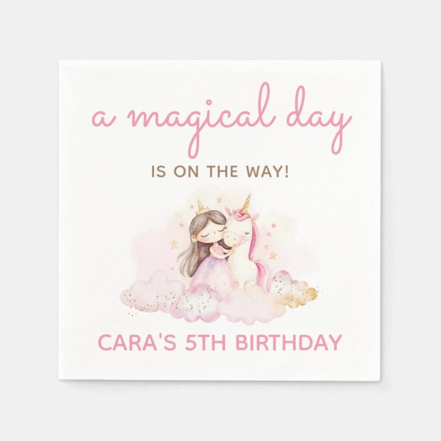 Magical Day Unicorn Birthday Party  Napkins (Front)