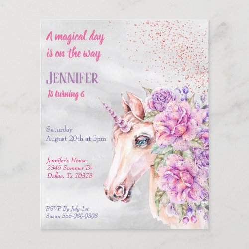 Magical Day Unicorn Pretty Floral Budget 