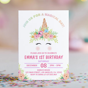 Magical Day Unicorn Rainbow Birthday Invitation