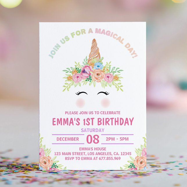 Magical Day Unicorn Rainbow Birthday Invitation (Creator Uploaded)