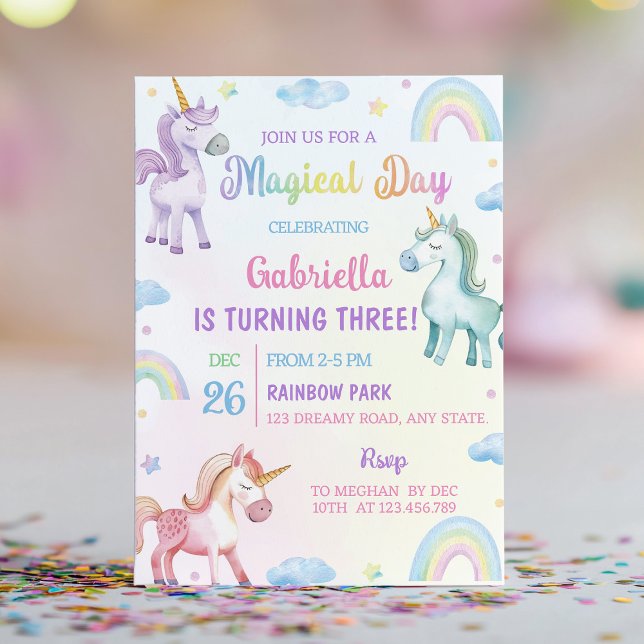 Magical Day Unicorn Rainbow Birthday Invitation (Creator Uploaded)