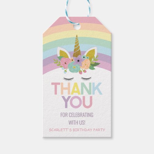 Magical Day Unicorn Rainbows Birthday Party Favor Gift Tags