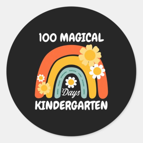 Magical Days Design 100th Day Of Kindergarten For  Classic Round Sticker