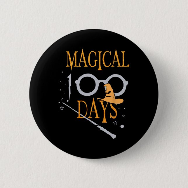 Magical Days Of School 100th Day Teacher Students  Button (Front)