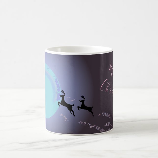 Magical Deer Christmas Night Drawing Script Coffee Mug (Center)