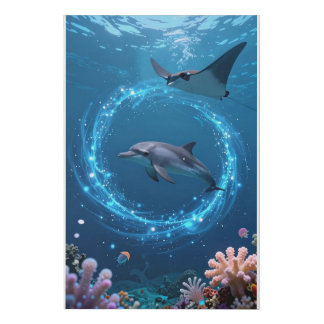 Magical Dolphin Canvas Print – Dreamy Ocean Wall A