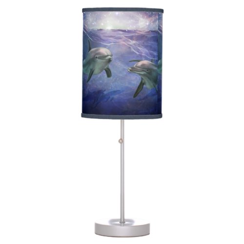 Magical Dolphins Ocean Fantasy Table Lamp