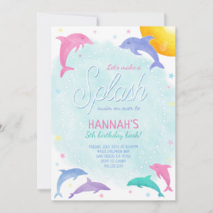 Magical Dolphins Pretty Birthday Invitation