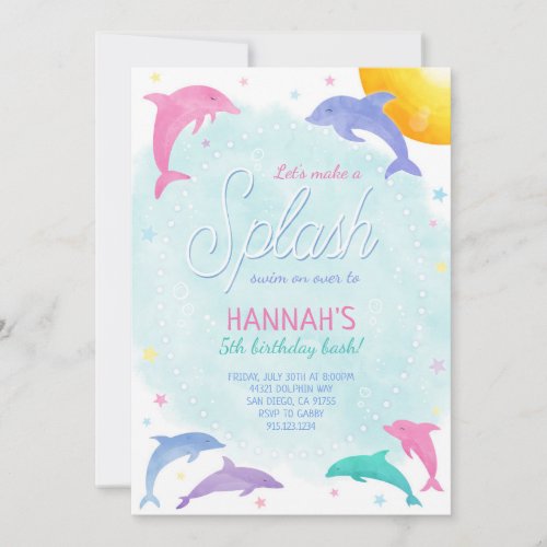 Magical Dolphins Pretty Birthday Invitation