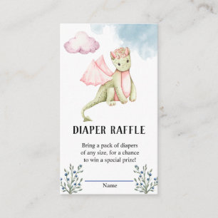 Magical Dragon Baby Shower Diaper Raffle Enclosure Card