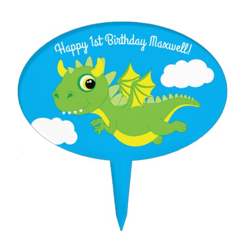 Magical Dragon Cute 1st Birthday Cake Topper Decor