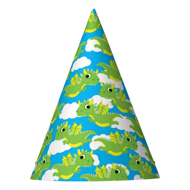 Magical Dragon Cute 1st Birthday Party Hats (Front)