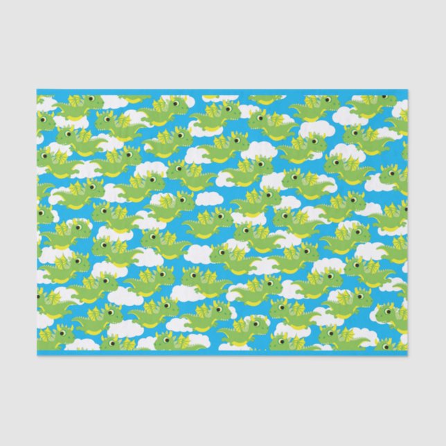 Magical Dragon Cute 1st Birthday Party Tissue Paper (Front)