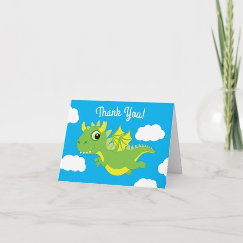 Magical Dragon Cute Thank You 1st Birthday Cards