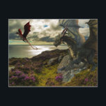 Magical Dragon Ocean Cliff Postcard<br><div class="desc">This design was created though digital art. It may be personalized by choosing the customize option. Contact me at colorflowcreations@gmail.com or use the chat option at the top of the page if you wish to have this design on another product. Purchase my original abstract acrylic painting for sale at www.etsy.com/shop/colorflowart....</div>